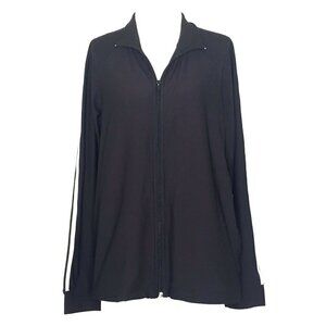 Style & Co Women's size Medium Zip Front Athletic Track Jacket Top Black NEW